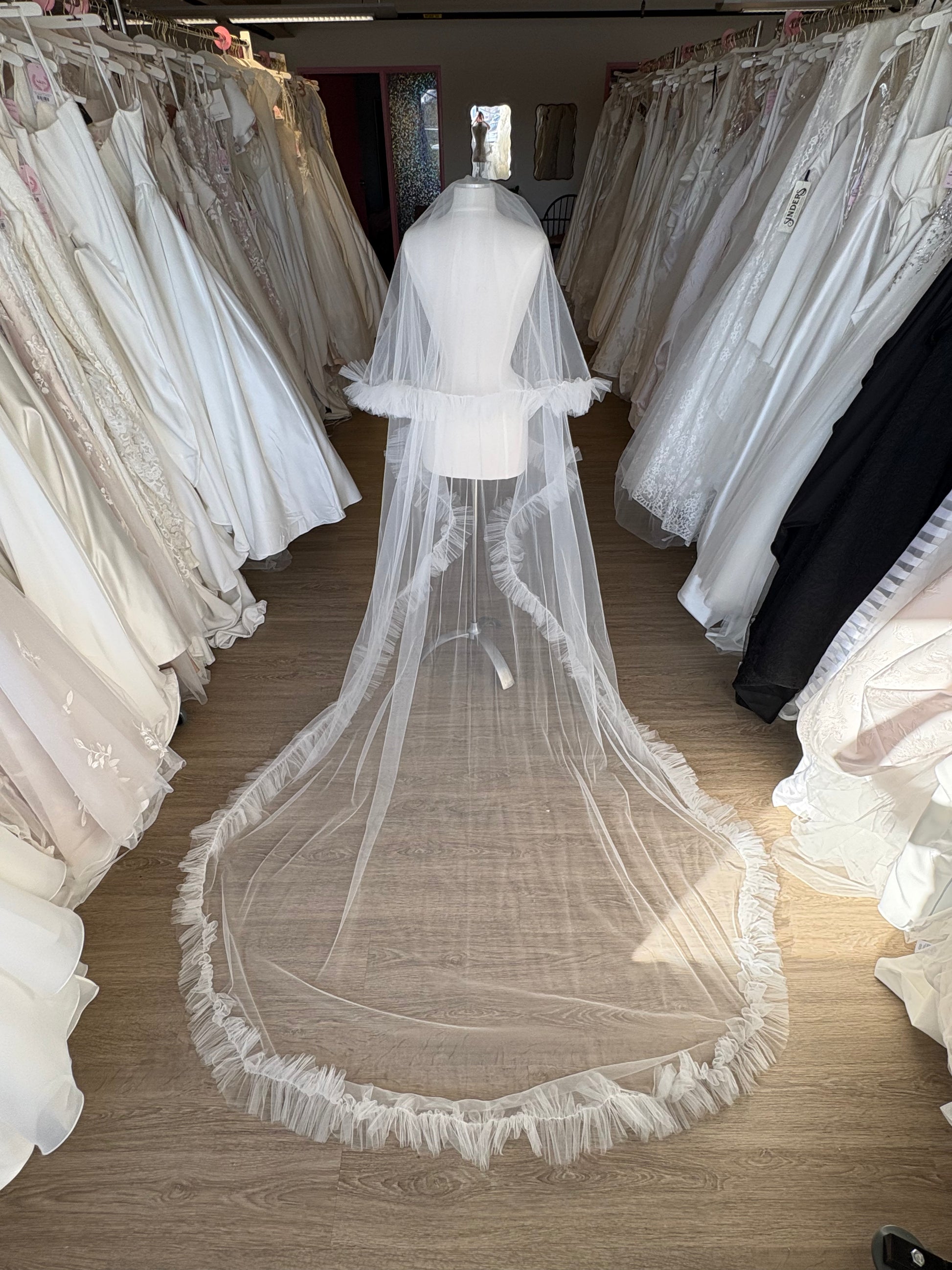 Two Tier Ruffled Cathedral Veil