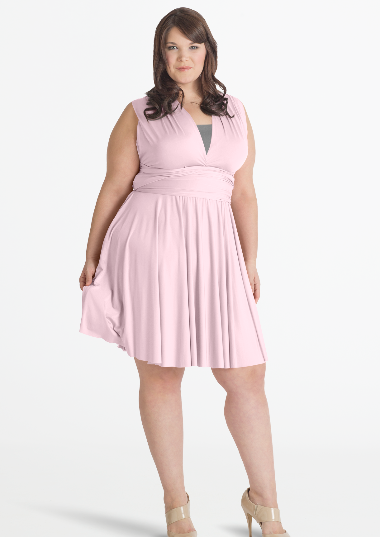 Full body front view of Sakura Midi - Blush pink