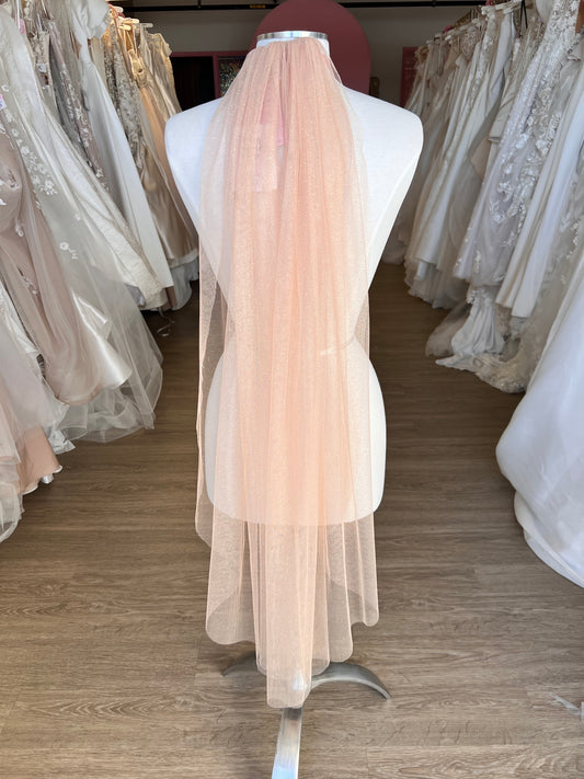 Dark Champagne w/ Copper Comb Sparkly Veil