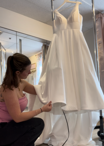 Steaming a wedding dress in Ottawa Canada
