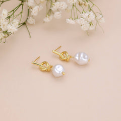 Love Knot Pearl Dangle Earrings