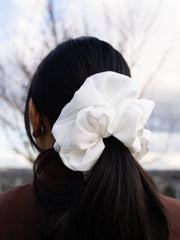 White Silk Oversized Scrunchie