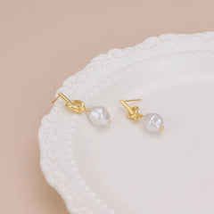 Love Knot Pearl Dangle Earrings