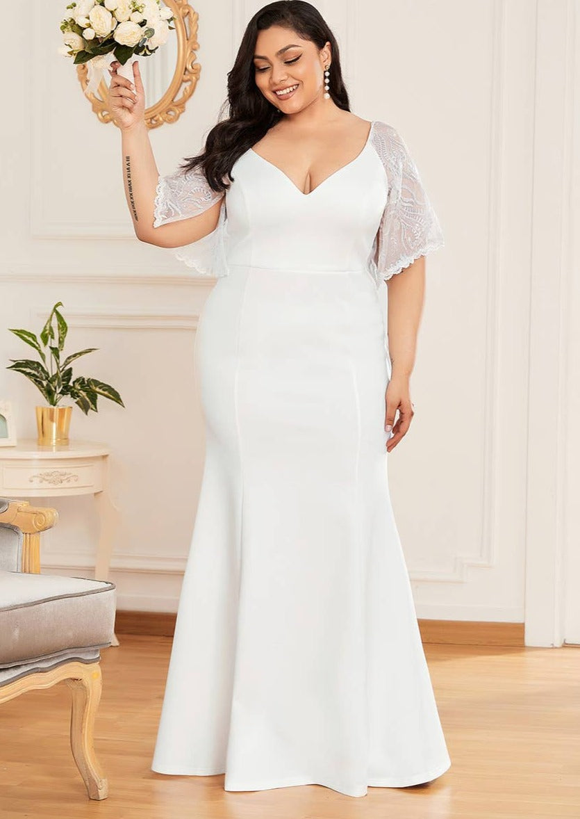 Full body front view of The "Tina" - Fishtail Elegant Dress