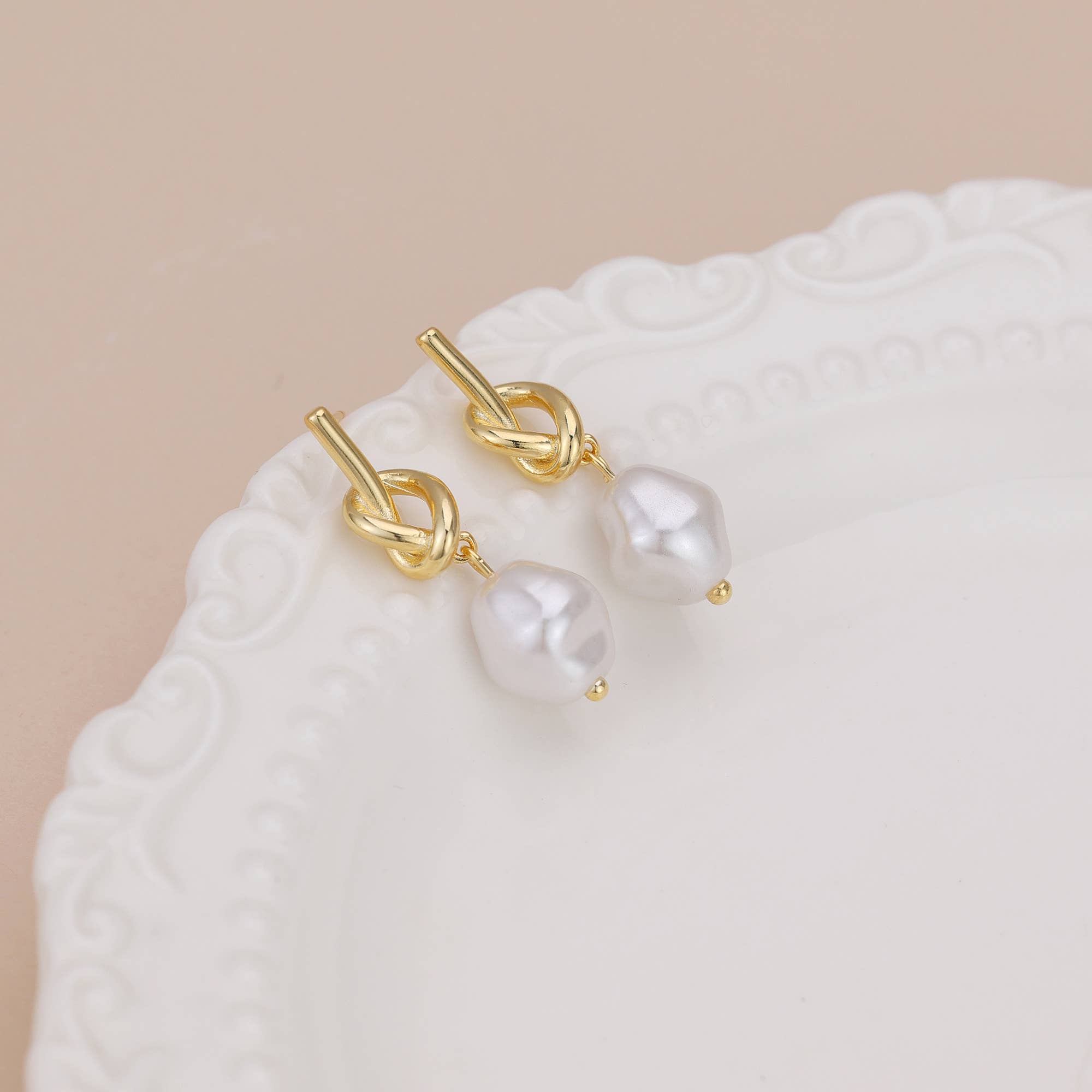 Love Knot Pearl Dangle Earrings