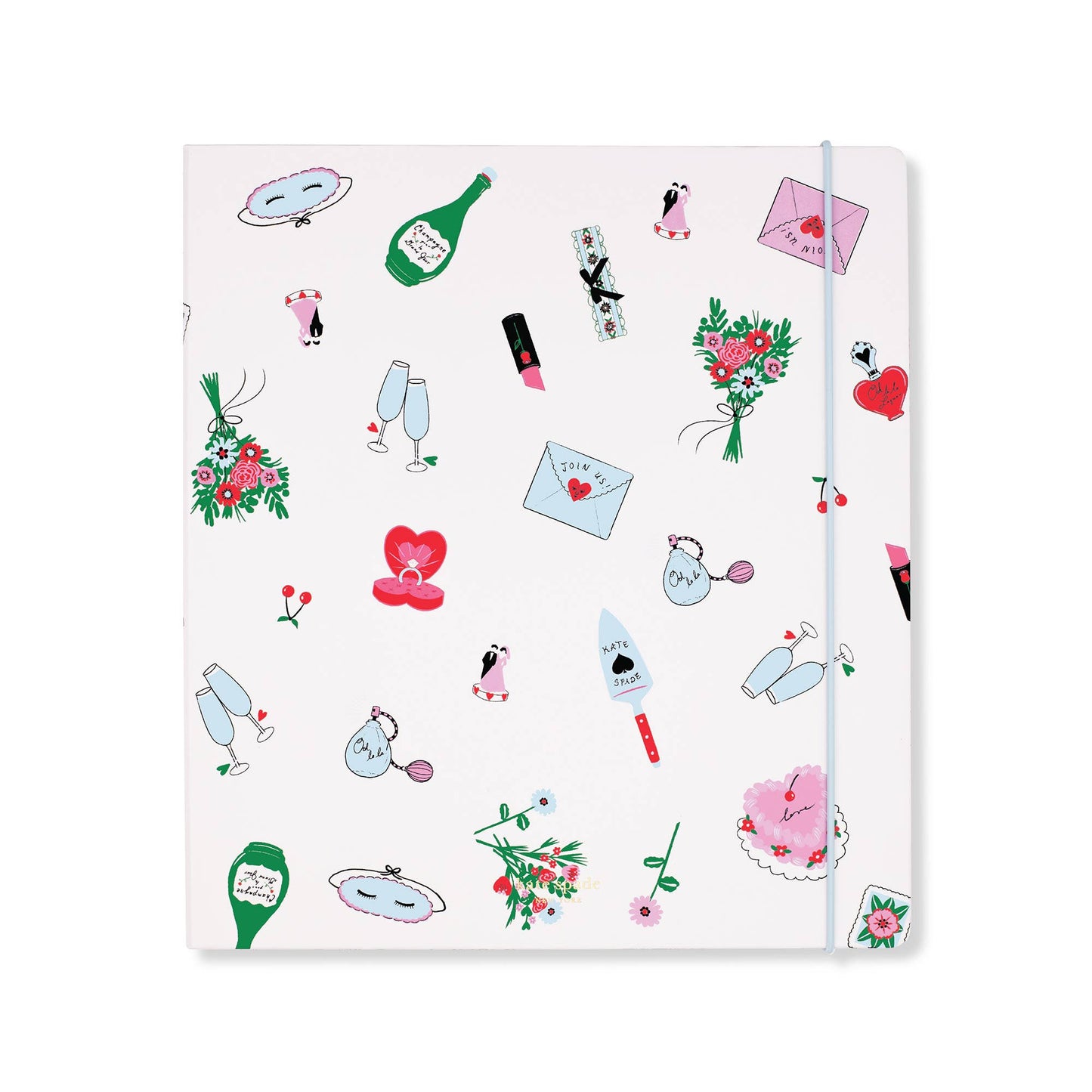 White kate spade planner with small wedding graphics