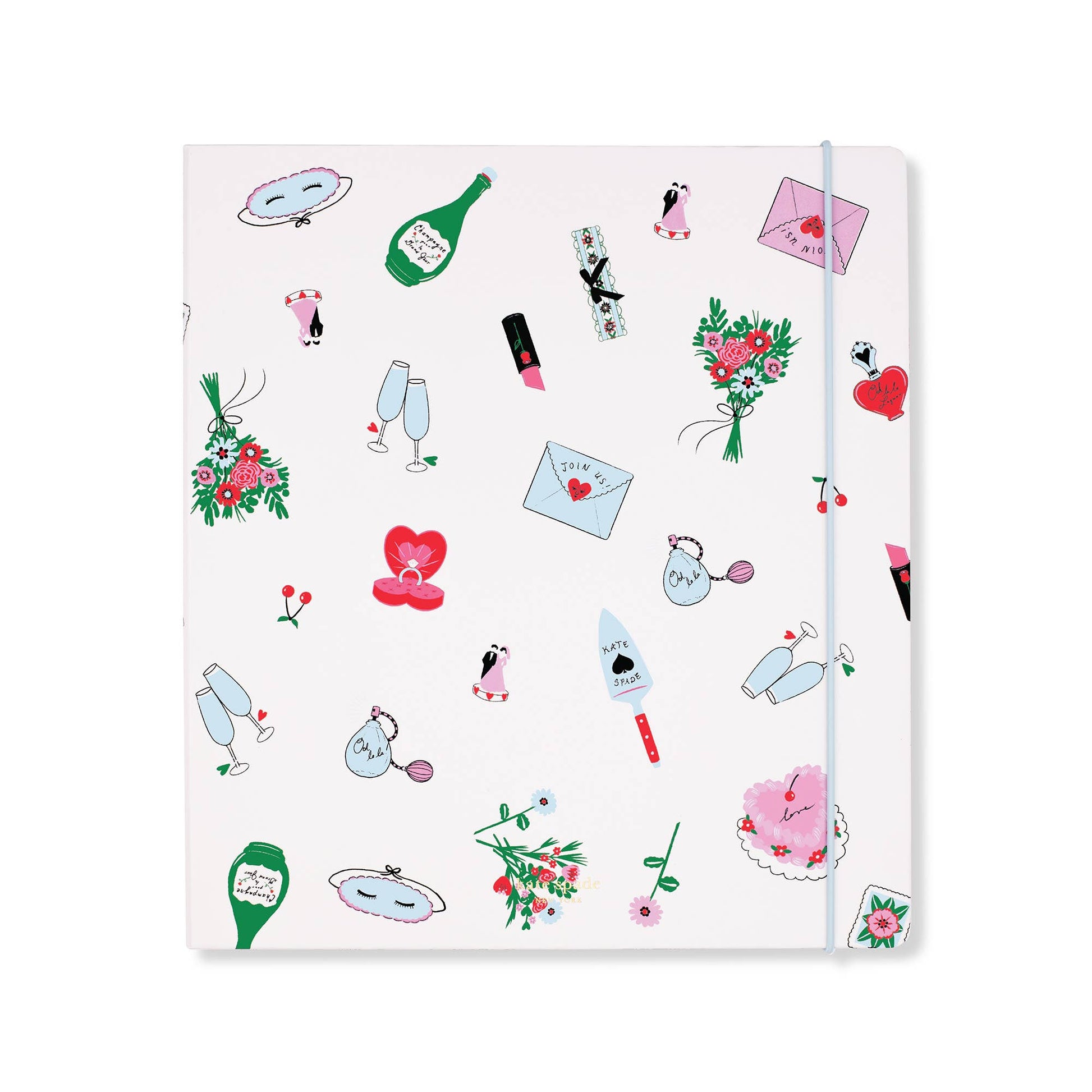 White kate spade planner with small wedding graphics