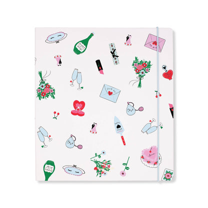 White kate spade planner with small wedding graphics