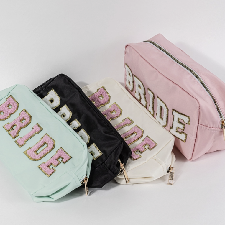 Bride Travel Bag | Ivory Bride Makeup Bag | Pink Bride Travel Bag