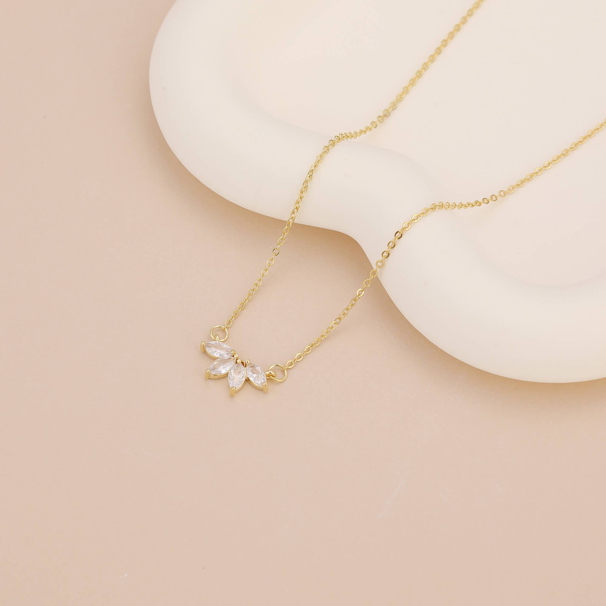 Marquise Flower Pendant Necklace