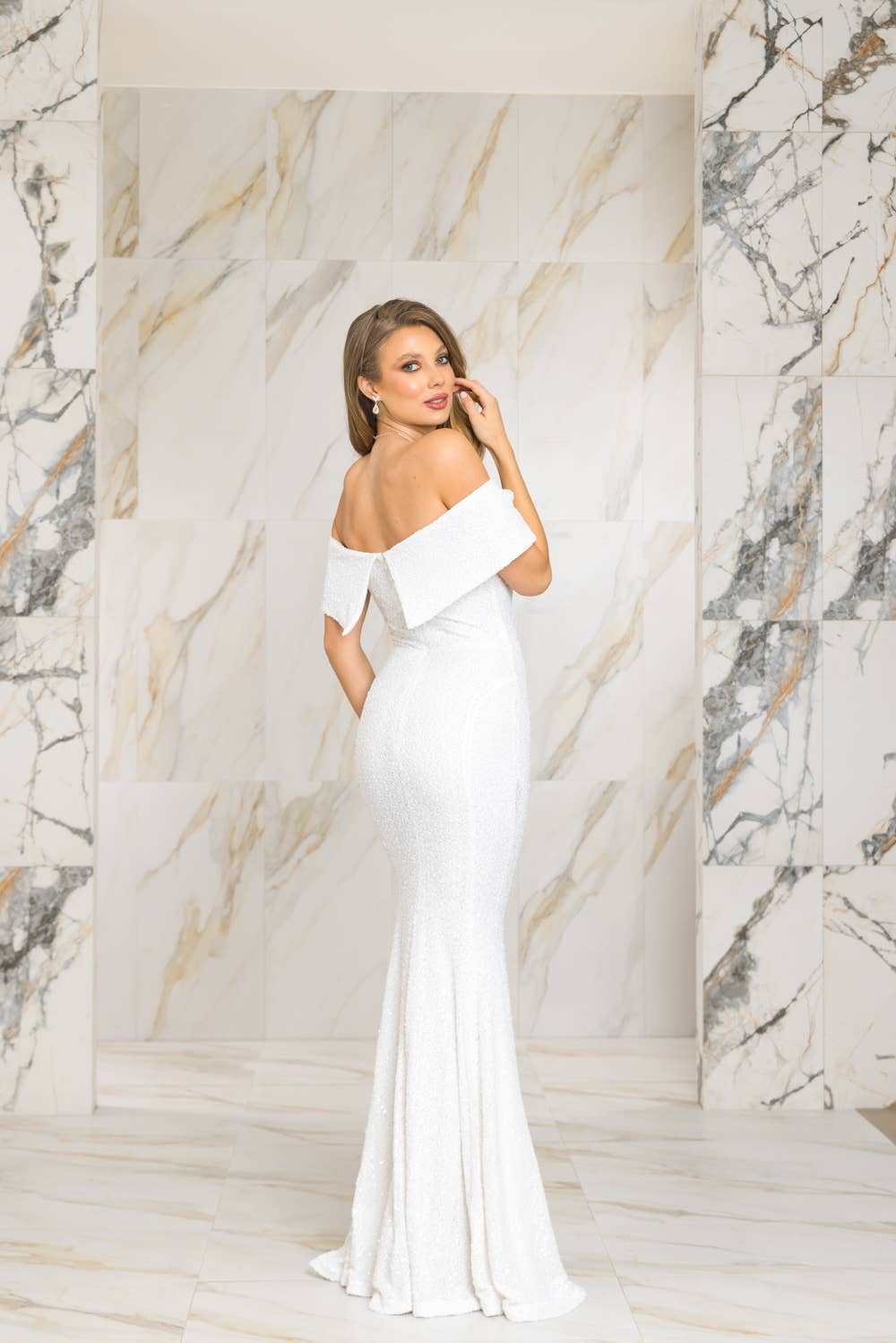 The "Katie"- Off the Shoulder Sequin Dress