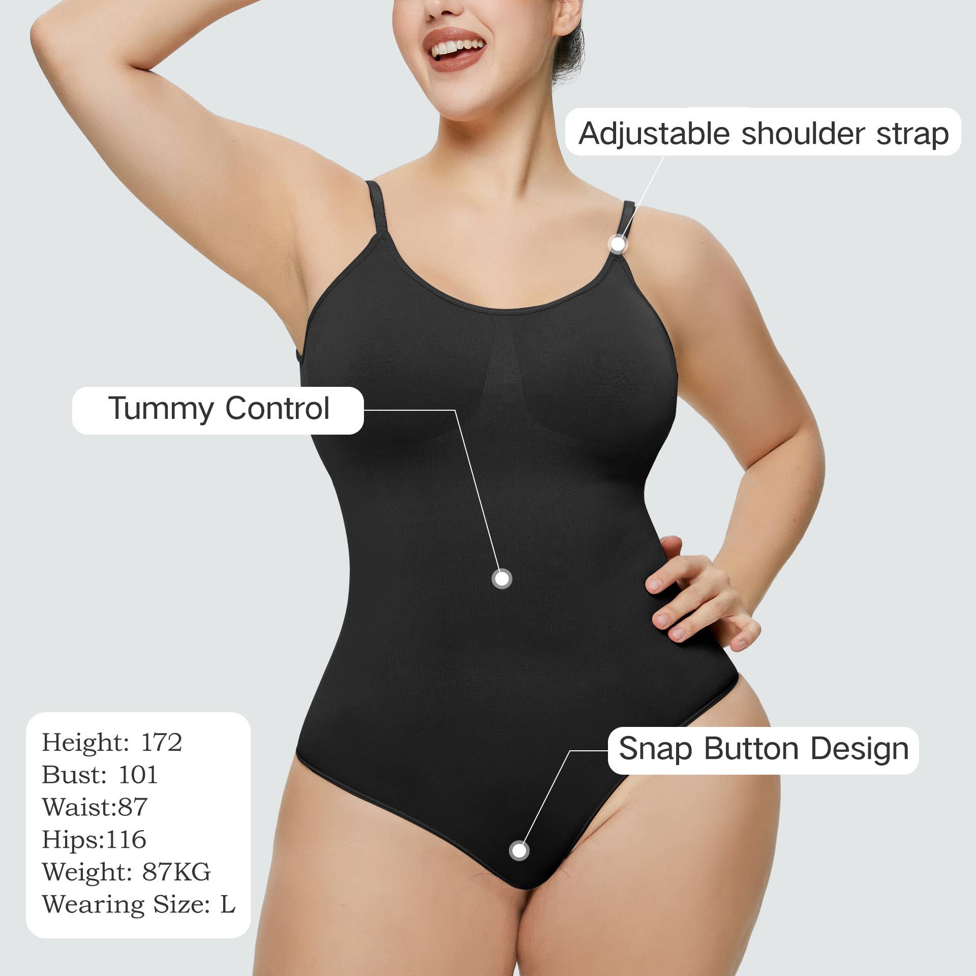Full body view of Ultra Comfy Seamless Mid-Support Body Shaper