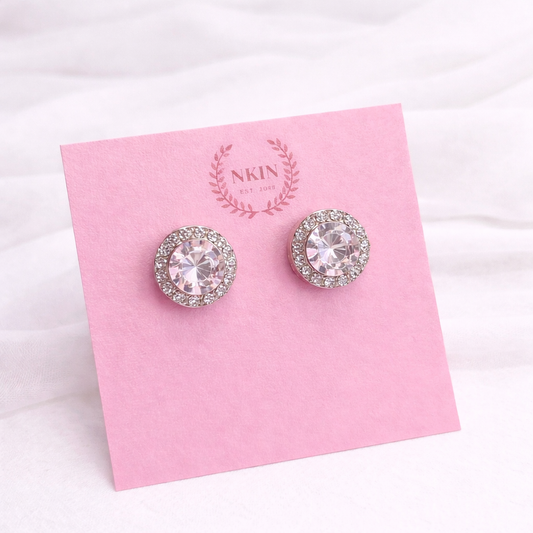 Round Gem Earrings | Silver and Gold Studs