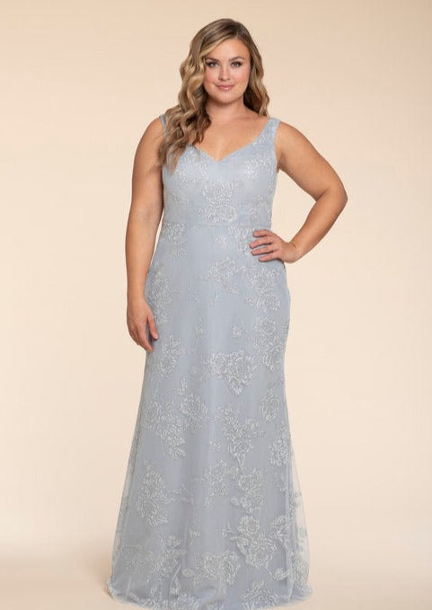 Full body front view of Hayley Paige Occasions - W761 (Silver Pewter/Pewter
