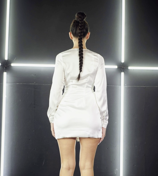 The "Anya" Satin V-neck Mini Dress