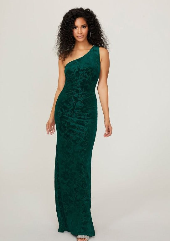 Full body front view of Morilee - 21798 in emerald