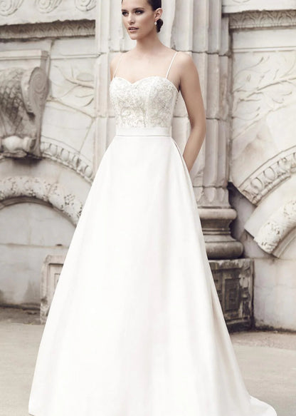 Young woman wearing an A-line ballgown