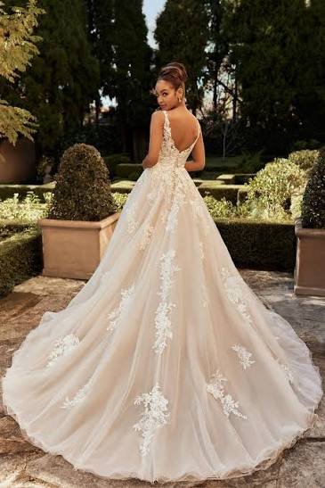 low back of pierson by sophia tolli lace in champagne and ivory available at Never Knew I Needed Bridal Outlet in Ottawa