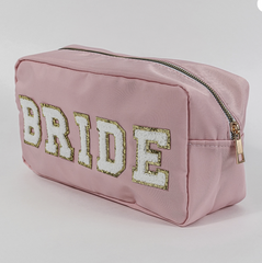 Bride Travel Bag | Ivory Bride Makeup Bag | Pink Bride Travel Bag