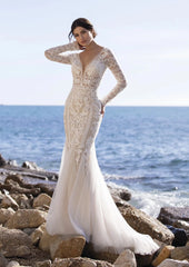 Full body front view of Romulea by White One Bridal 