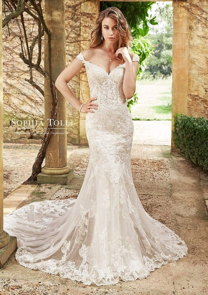 Full body front view of Sahra by Sophia Tolli