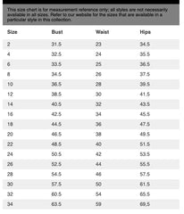 Sorella vita size chart