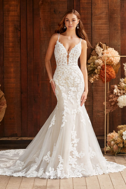 Kaylee by Sophia Tolli fit and flare v-neck wedding dress with lace and beading at NKIN bridal outlet in Ottawa