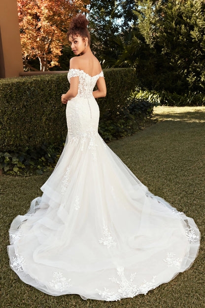 back of floral applique fit and flair wedding dress,Molly by sophia tolli,available  at NKIN