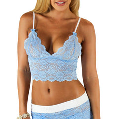 Light Blue Lace Camisole With Ivory Straps