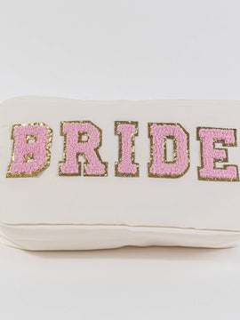 Bride Travel Bag | Ivory Bride Makeup Bag | Pink Bride Travel Bag