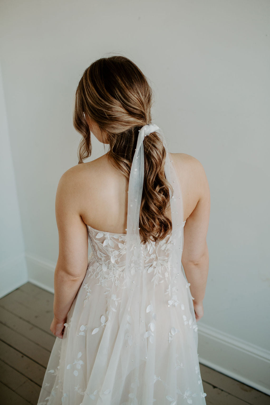 Soft Beaded Pearl Veil Hair Tie For Ponytail or Bun - NKIN