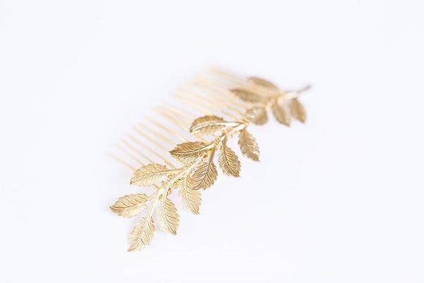 Golden Brass Large Leaf Comb - NKIN
