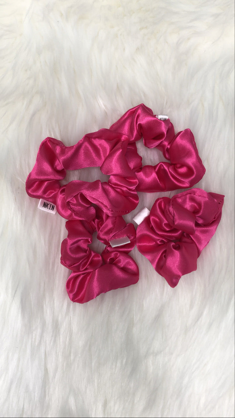 Hot Pink Satin Scrunchies - NKIN