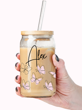 Custom Glass Tumbler - Butterflies