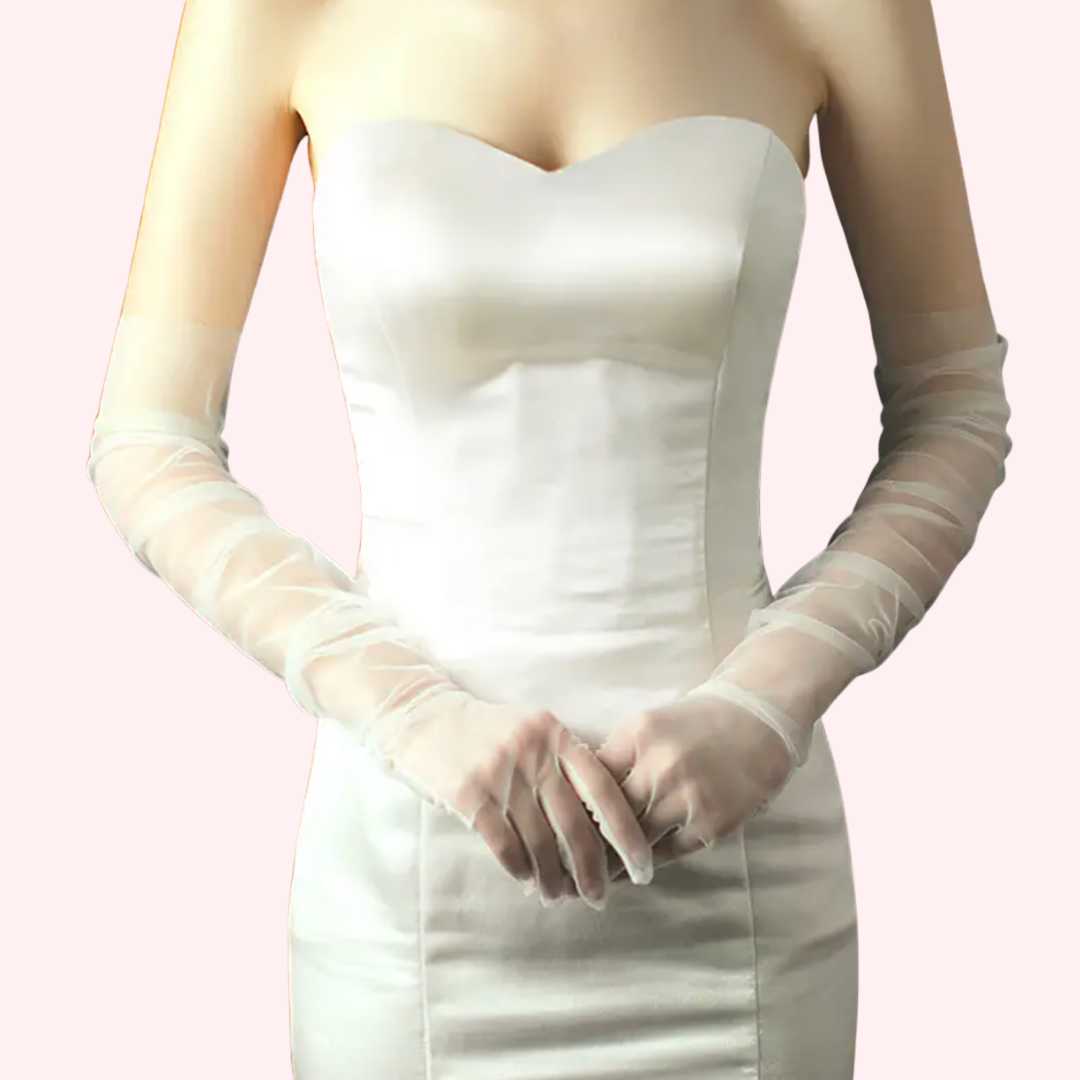 Long white dress deals gloves