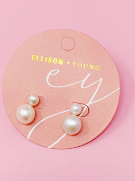 Classic Double Pearl Earrings | Mini Double Pearl Drop Earrings