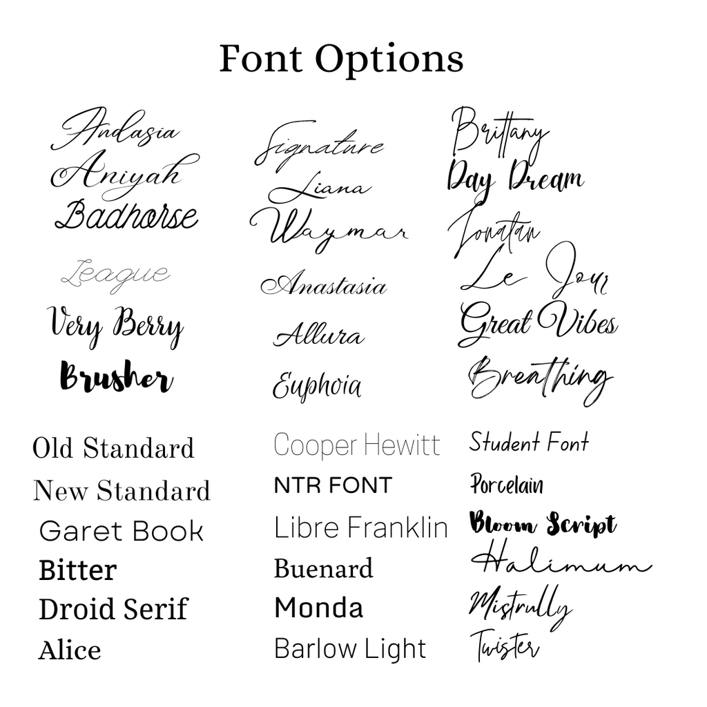 First page of font options.