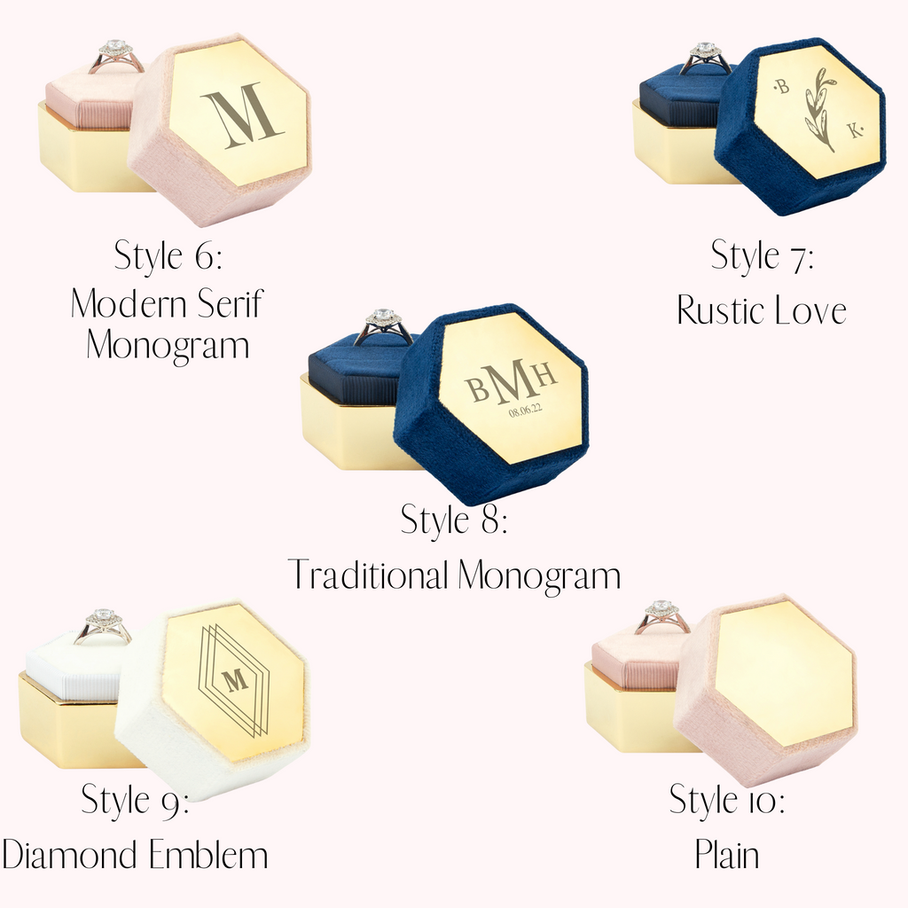 Personalized Velvet Hexagon Wedding Ring Box - NKIN
