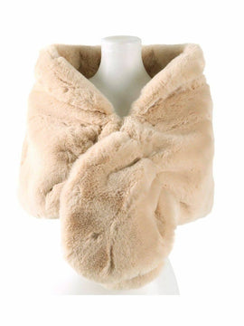 Beige Faux Fur Scarf Shawl Wrap Winter Wedding