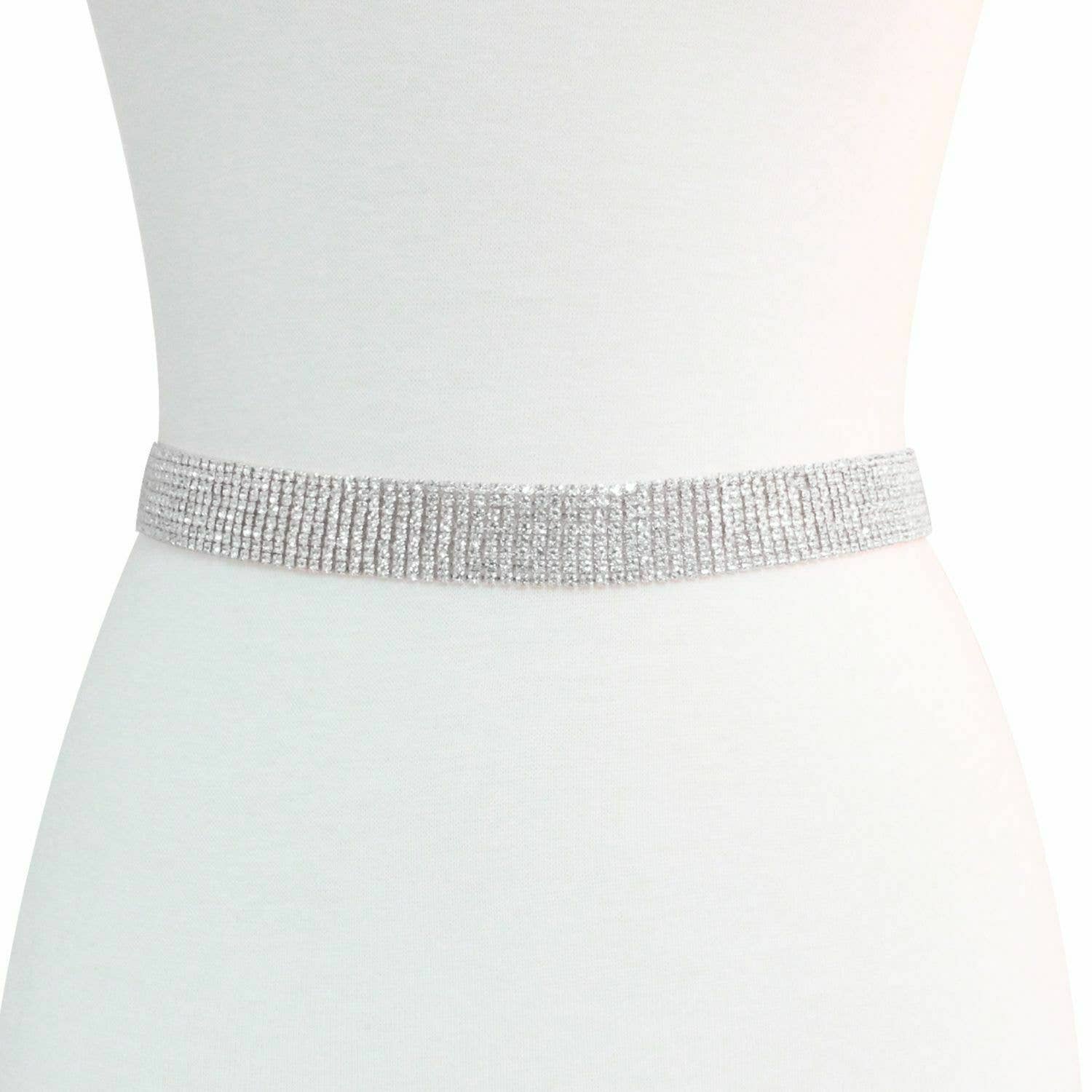 Thick Silver Rhinestone Bridal Wedding Belt