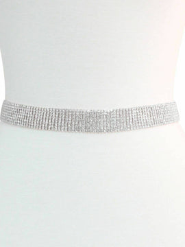 Thick Silver Rhinestone Bridal Wedding Belt