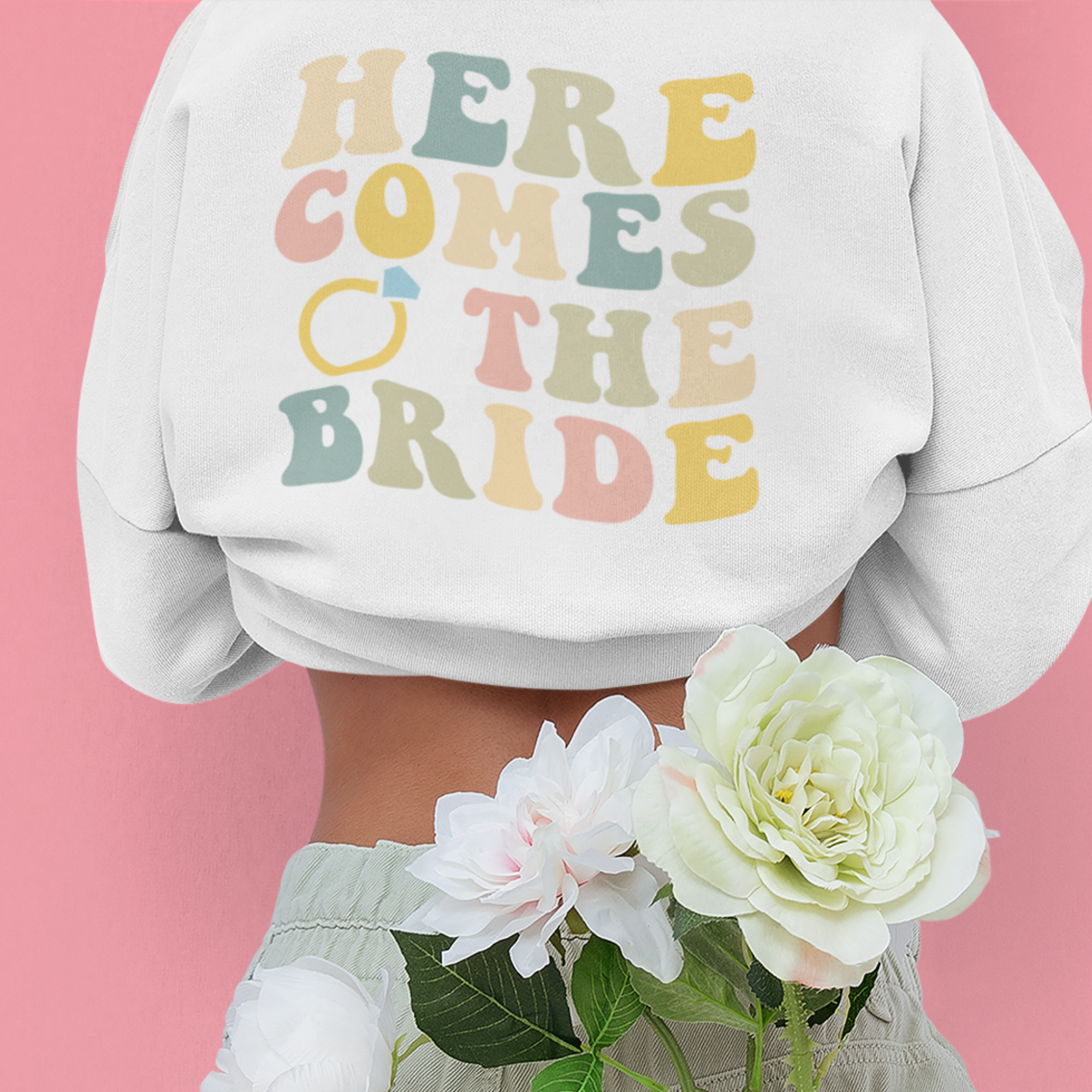 Here Comes The Bride Crewneck Sweatshirt - Bachelorette Party Sweatshirt, Retro Bride Sweatshirt
