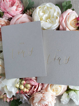 Soft Gray Vow Books, Gold Foil