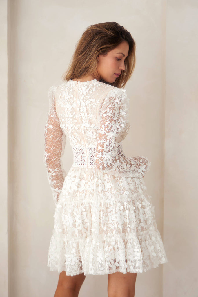 Full body back view of The "Liv" Lace Tiered Dress