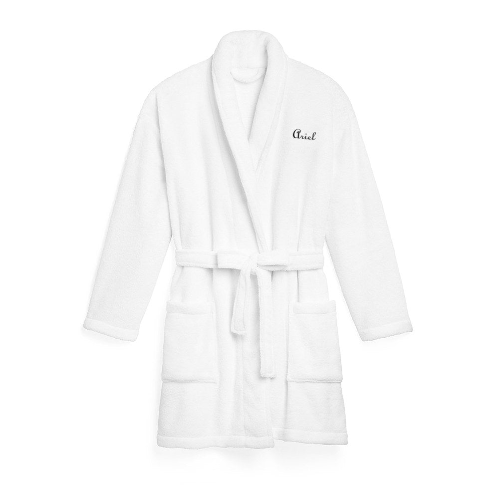 Men’s Grey Personalized Embroidered Long Waffle Robe - NKIN