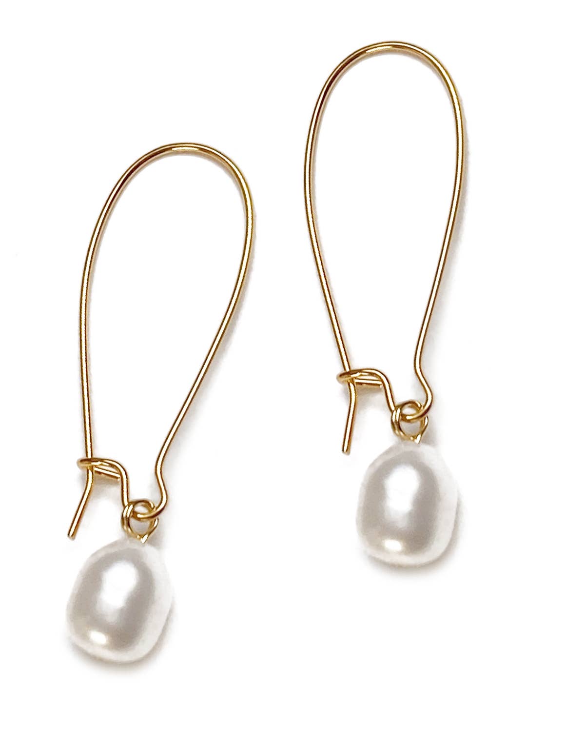 Bridal Large Freshwater Pearl Dangle Minimalist Earrings