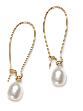 Bridal Large Freshwater Pearl Dangle Minimalist Earrings