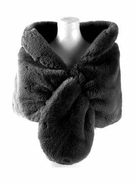 Dark Black Faux Felt Fur Scarf Shawl Wrap Winter Wedding