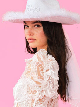 Bride Cowgirl Hat + Veil, Rodeo Bach Party, Bridal Accessory