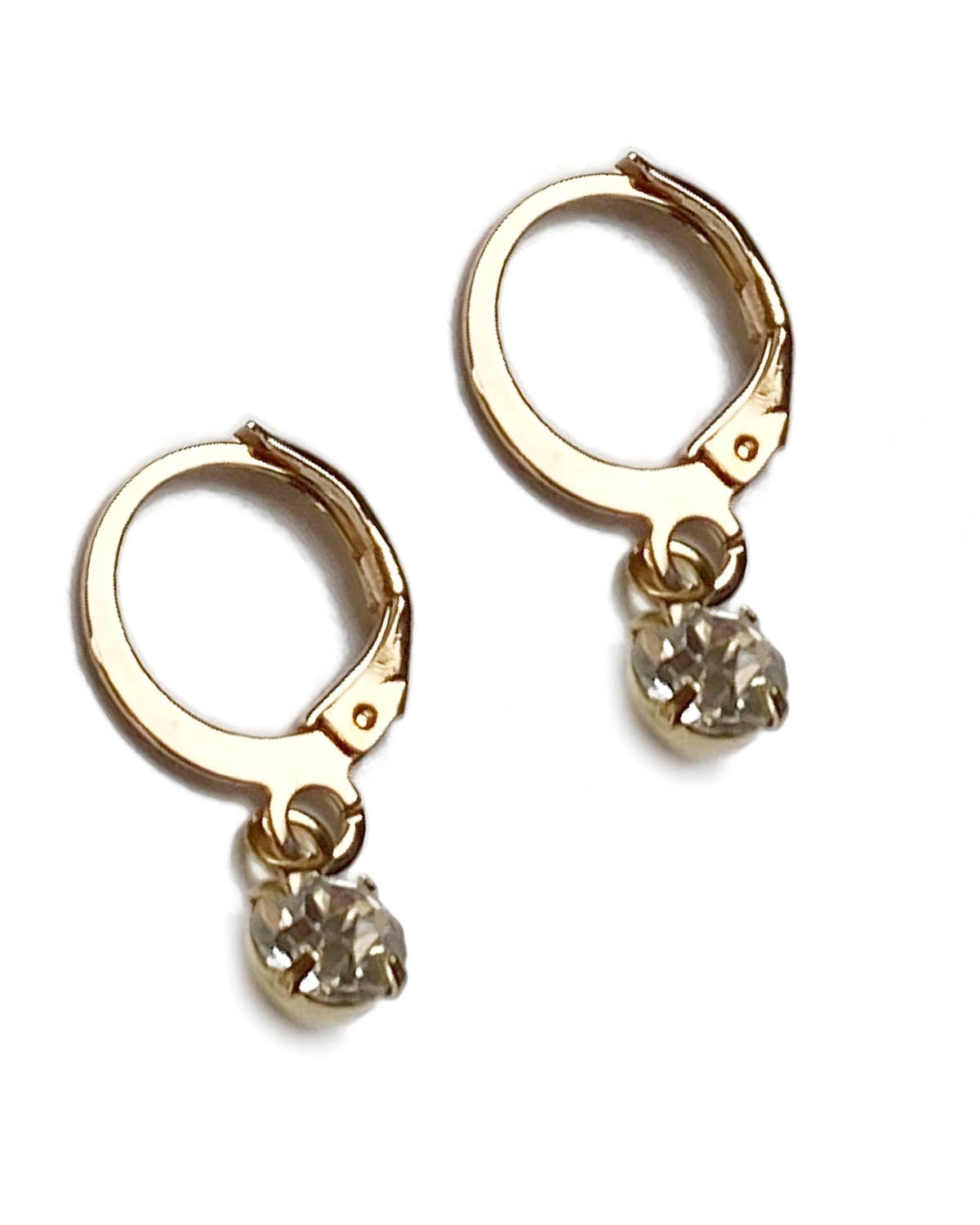 Minimalist Gold Mini Crystal Rhinestone Dangle Earrings